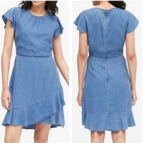 Banana Republic chambray ruffle dress 2 - Picture 1 of 12